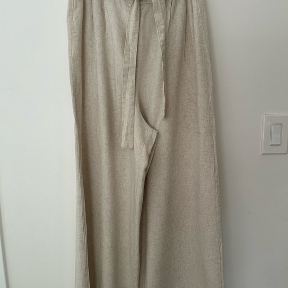 SHEIN Women's Beige Wide Leg Linen Pants - Picture 2 of 8